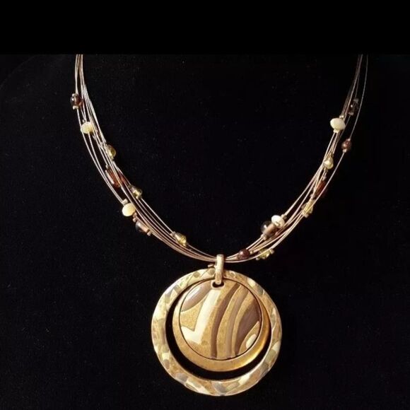 Vintage Necklace Signed CHICO'S Multi Strand Gold Tone Large 16"-20" - Picture 1 of 13